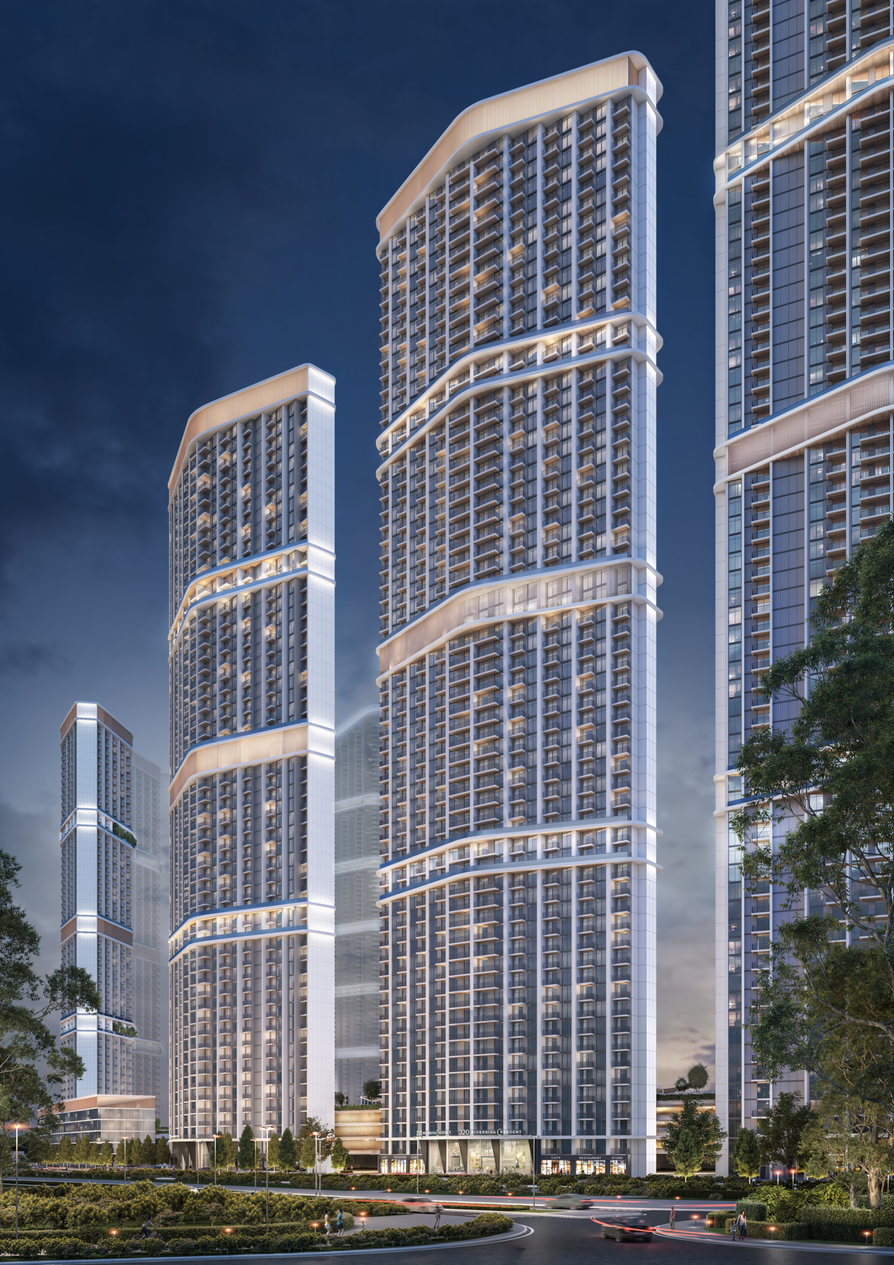 A6_DIMOND TOWER_ROAD SIDE_NIGHT VIEW 01 320 Riverside Crescent