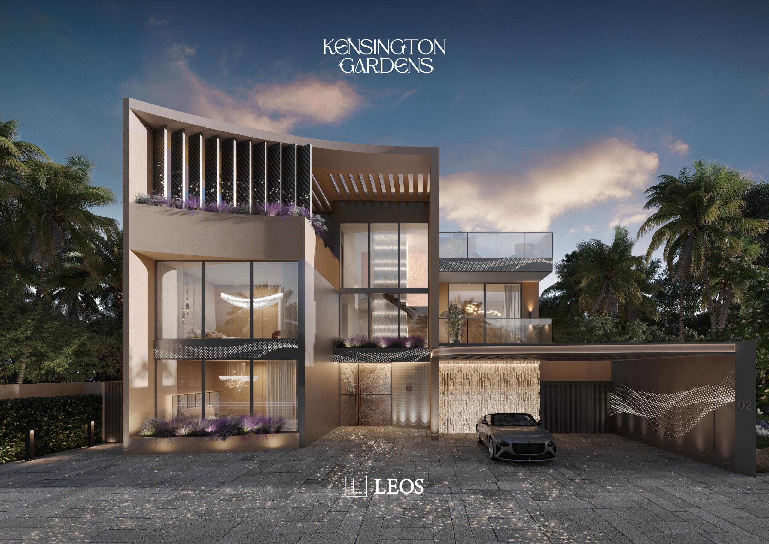 LEOS_KG_7Bed Villa B front dusk view Kensington Gardens