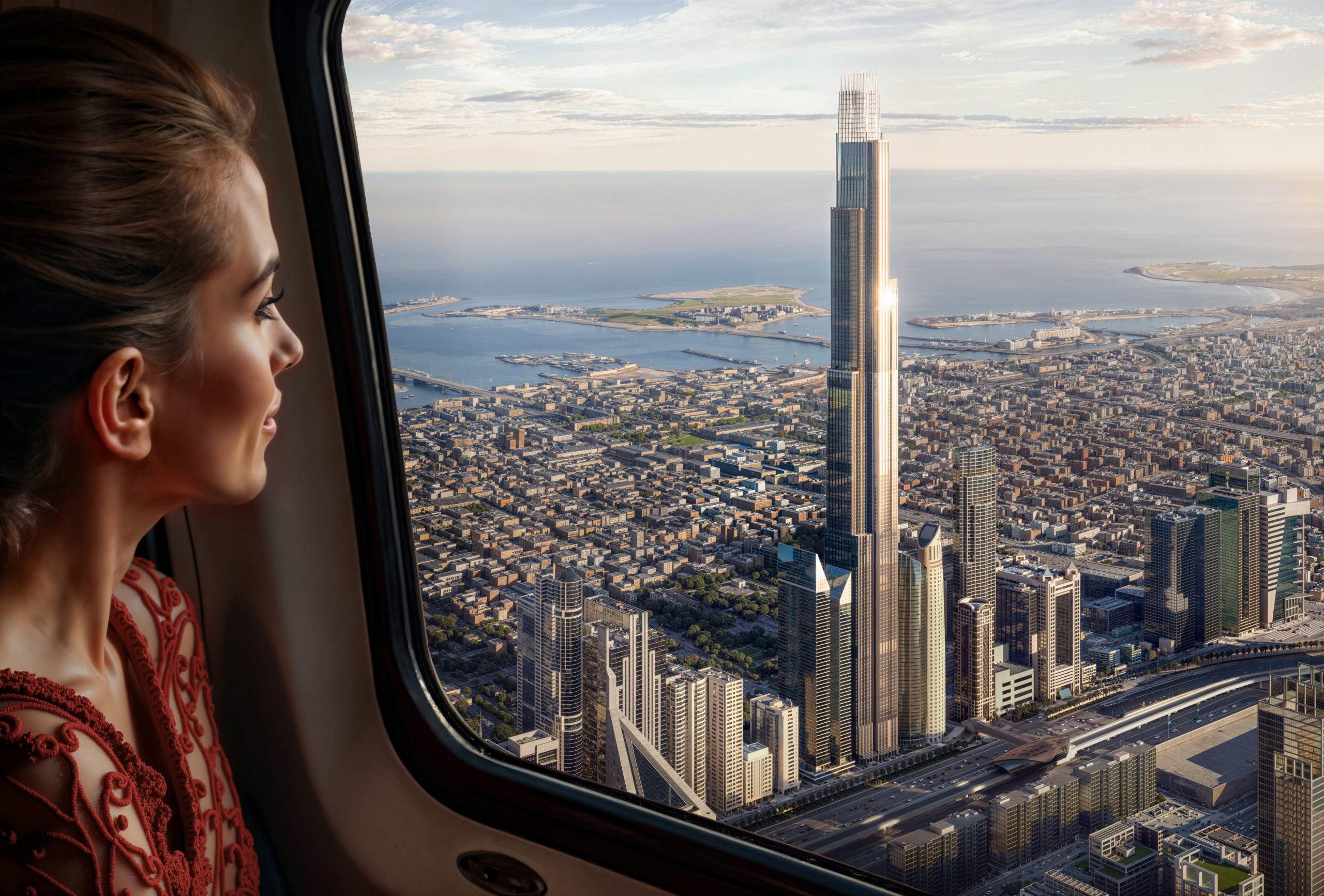 Angle 6 Red Dress Burj Azizi