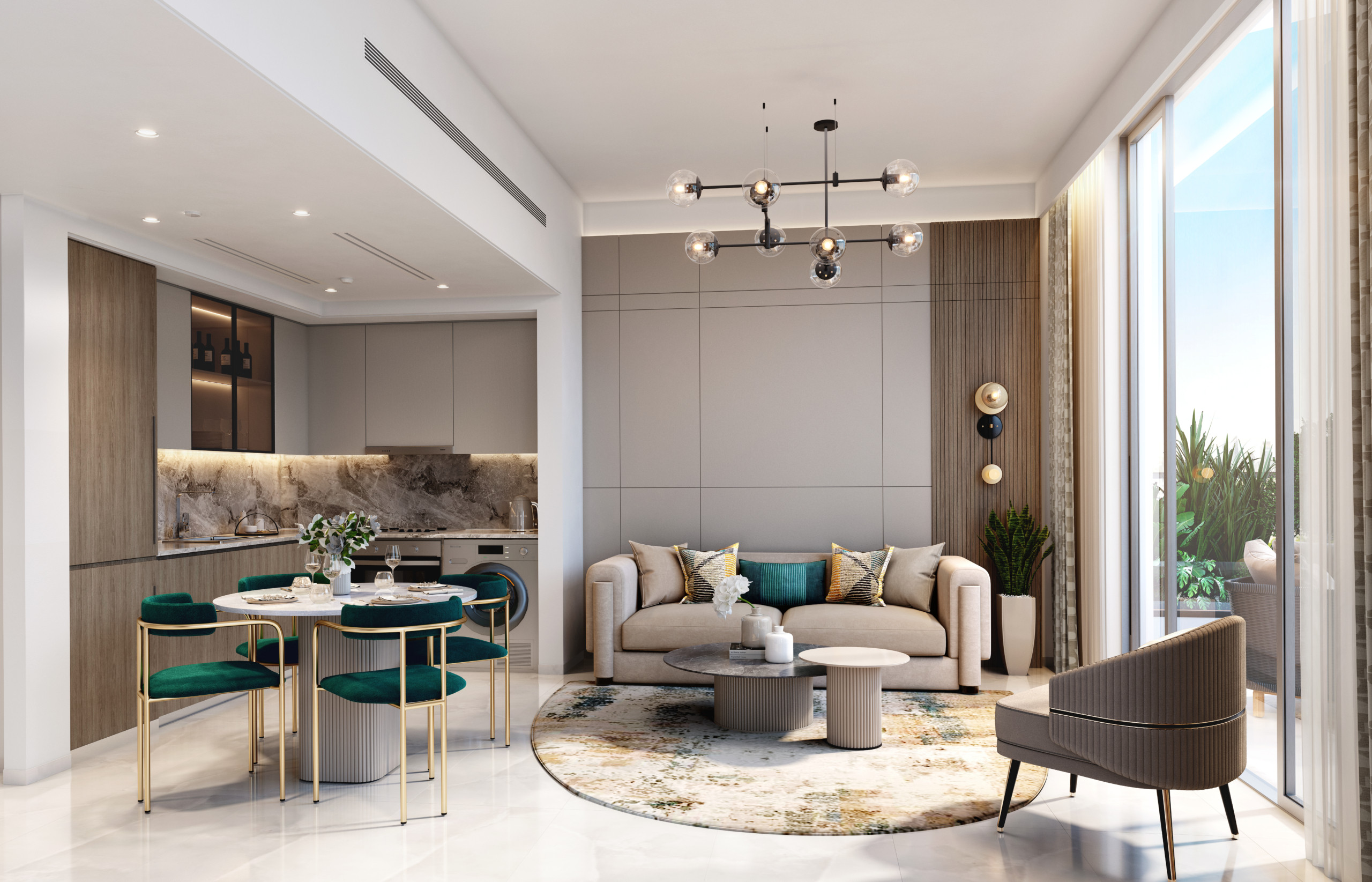 1BR_Living Azizi Milan