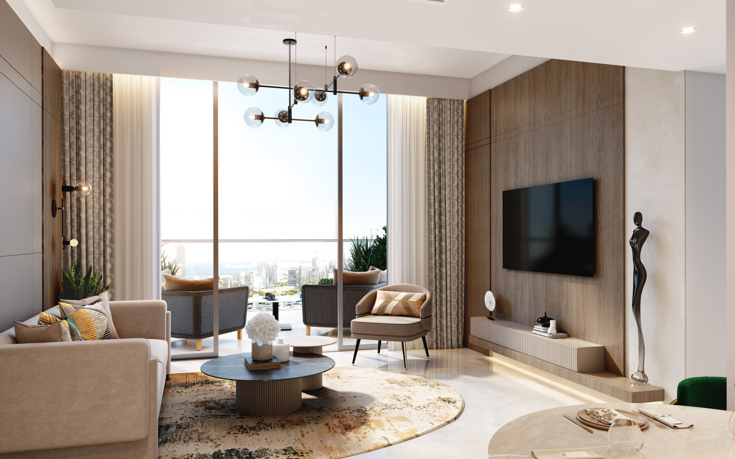 1BR_Living02 Azizi Milan
