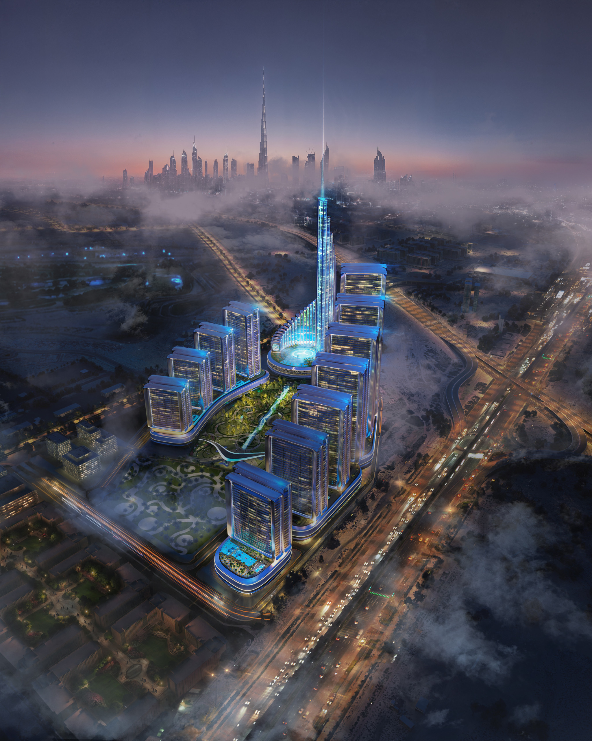 25006_aerial shottttt-fog Mercedes-Benz Places – Binghatti City